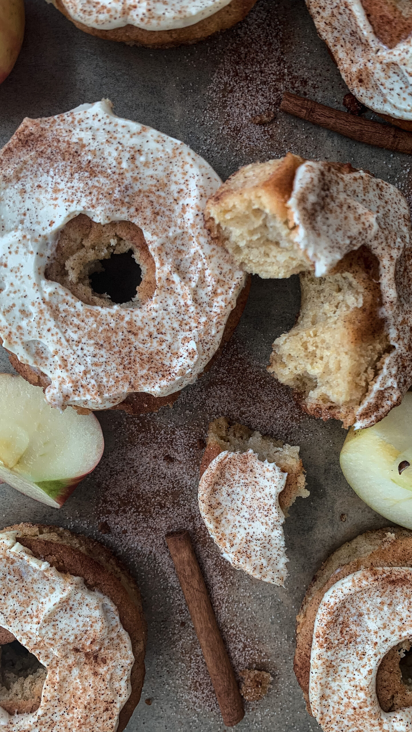 Gluten Free Apple Donuts with Maple Cream Cheese Frosting